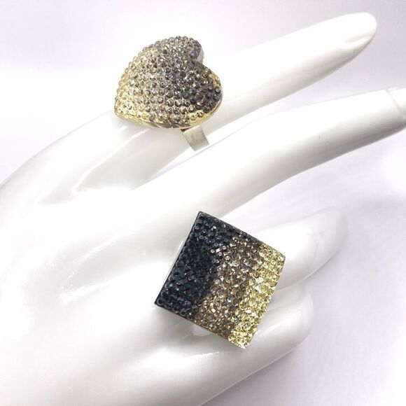 Set of 2 black ombre rings - Picture 1 of 4